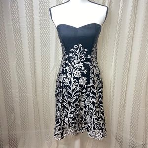 White House Black Market Silk Dress Black White 2